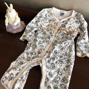 Petit Lem bodysuit, Black/white design w/ruffles